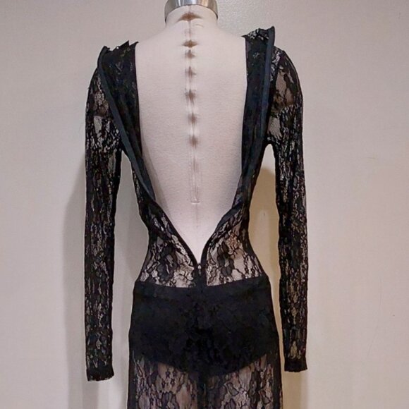 Vintage Black Lace Maxi Dress - Picture 6 of 7